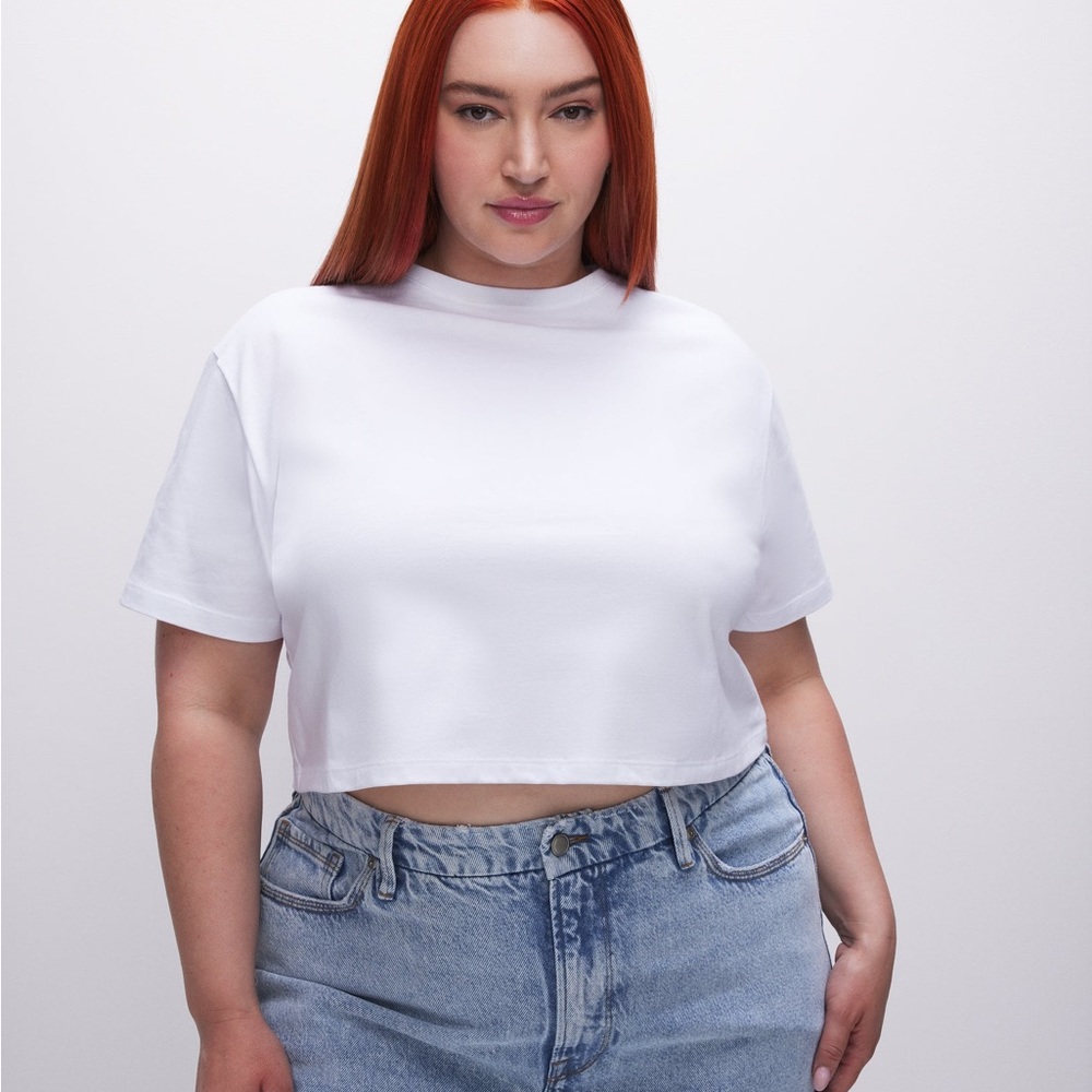 GOOD AMERICAN women’s COTTON CROPPED TEE
